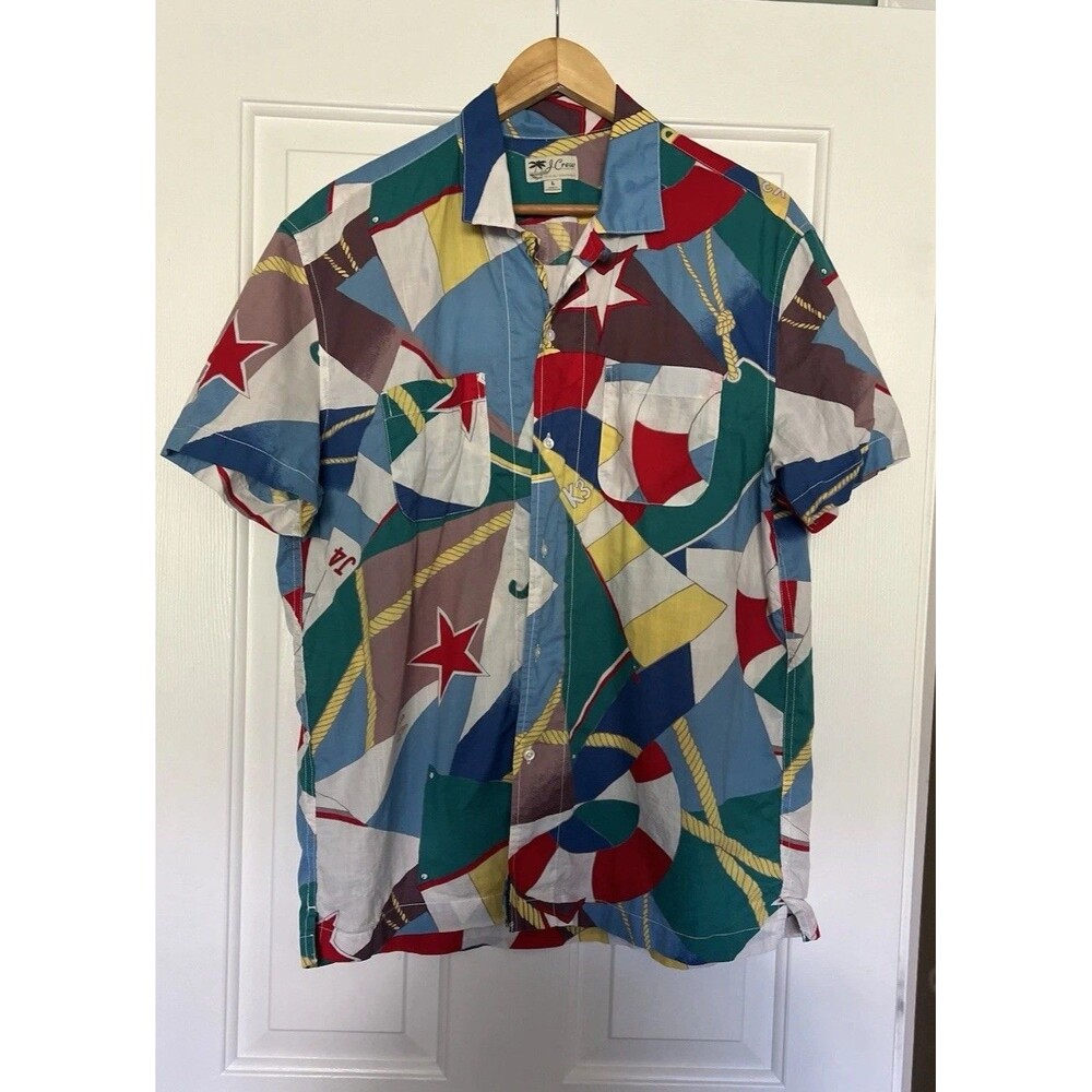 J Crew Camp Shirt Sailing Nautical Size Men’s Large